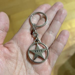 🌹 BEBE Keychain Y2k Sport Star Silver Bag Zipper Charm Metal Tag Charm Pendant